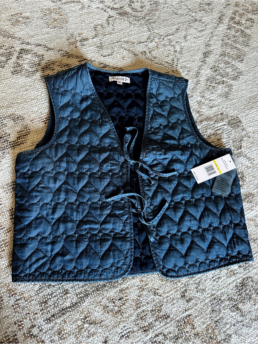 Nanette Lepore Girls' Quilted Heart Navy Vest